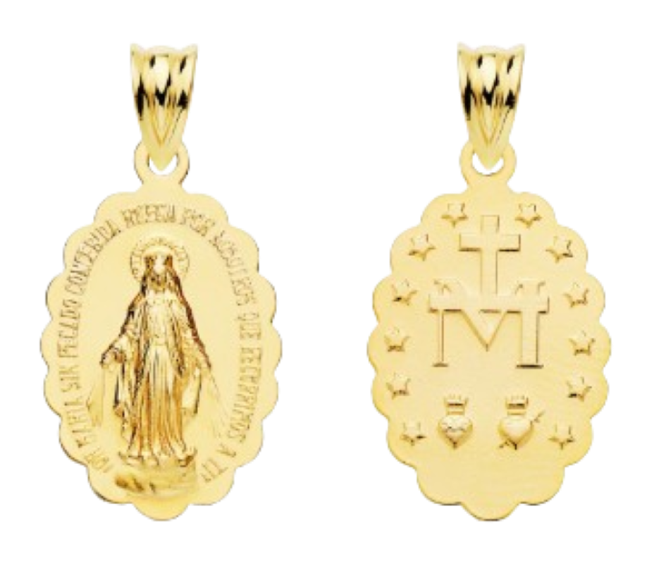 Médaille Miraculeuse Sainte Vierge Marie - Bord Lisse - Argent 925