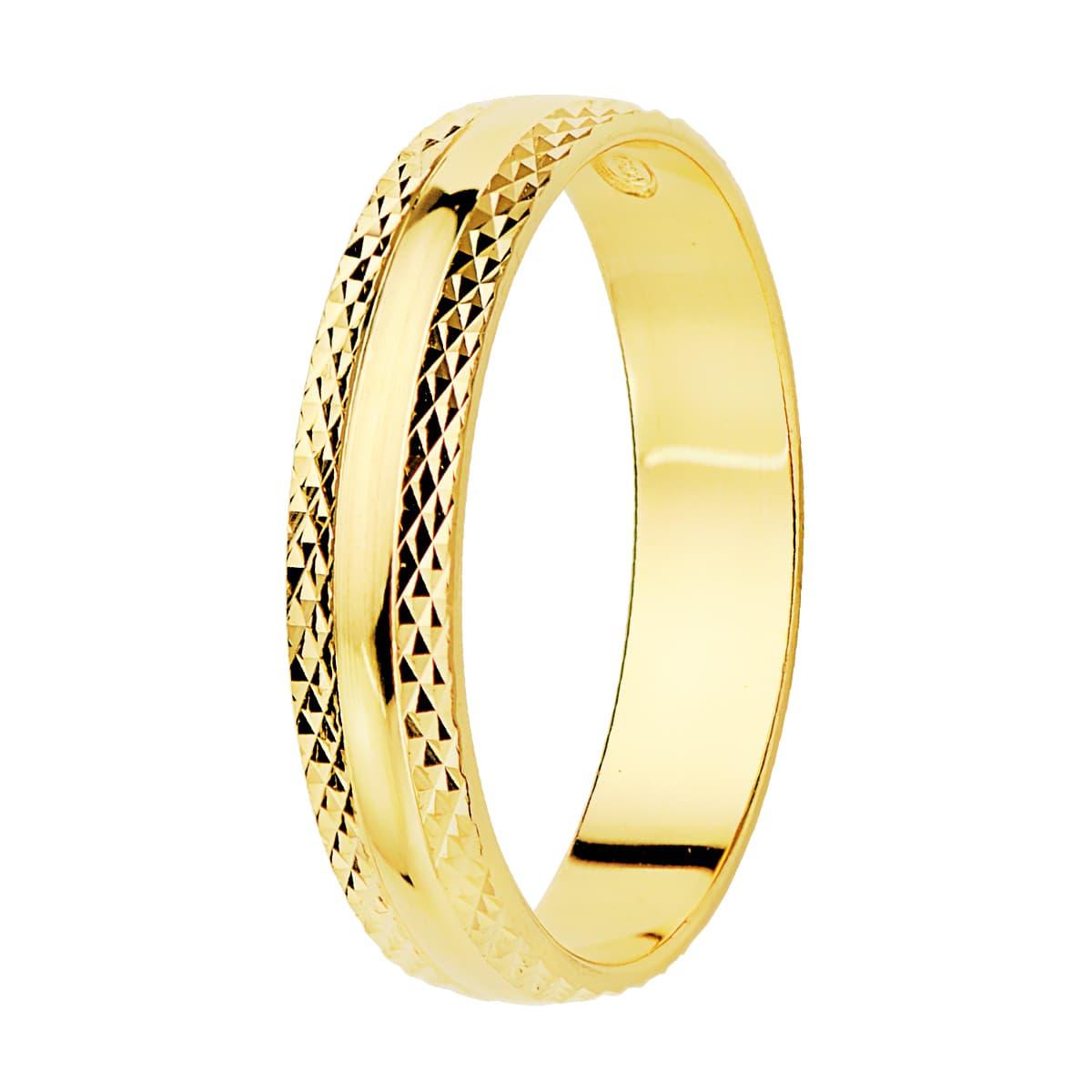 Alliance "Fidélité" en or 18 carats polie et facettée - Maison Gabriel