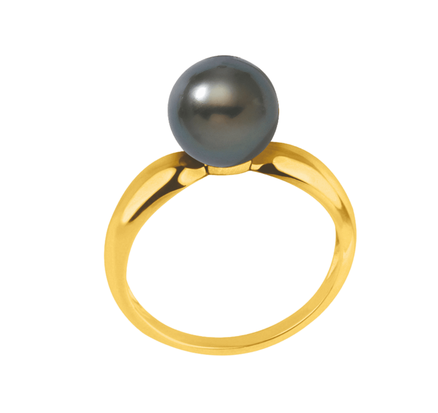 Bague "Haumana", perle de Tahiti ronde sur monture en or 18 jaune carats ou en Argent 925 finition polie brillante - Maison Gabriel
