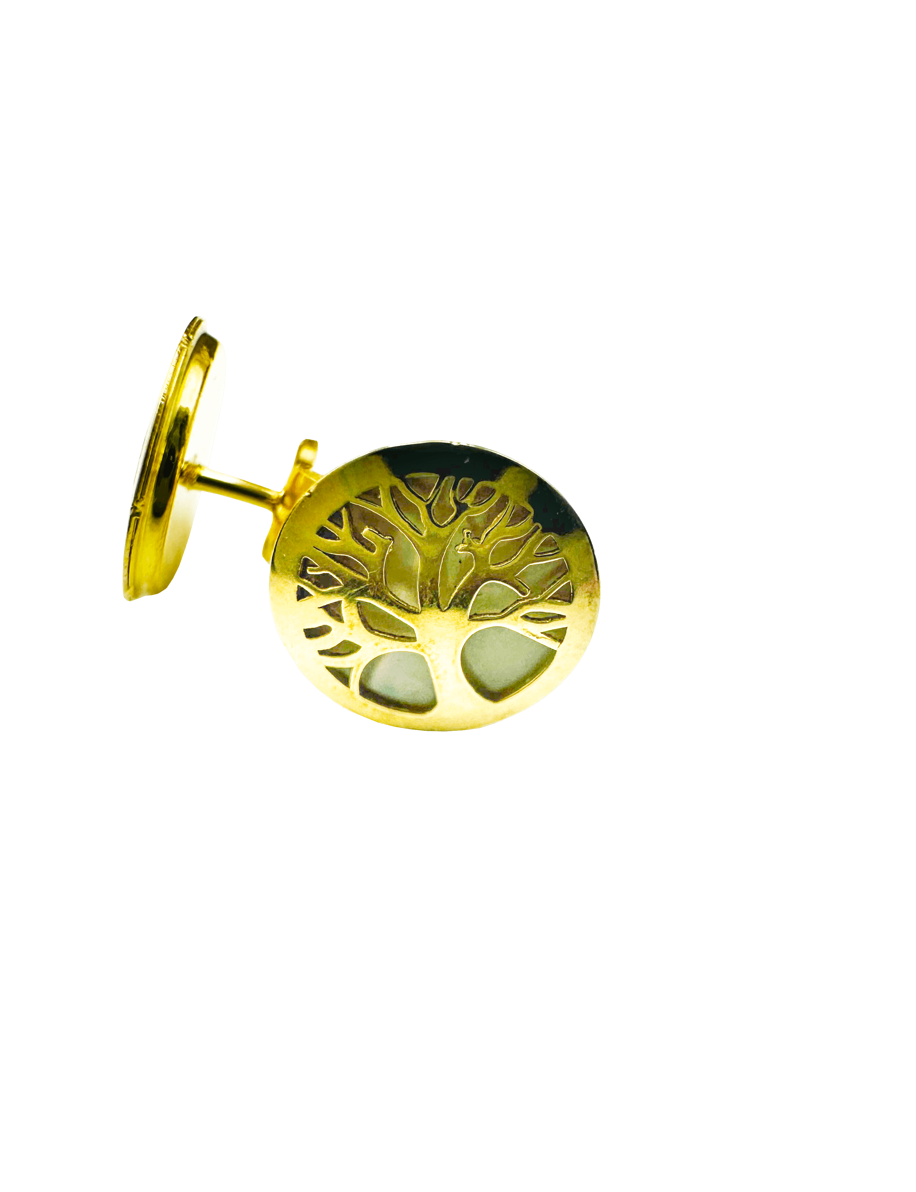 Boucles d'oreilles Arbre de vie en nacre et or 18 carats finition brillante - Maison Gabriel