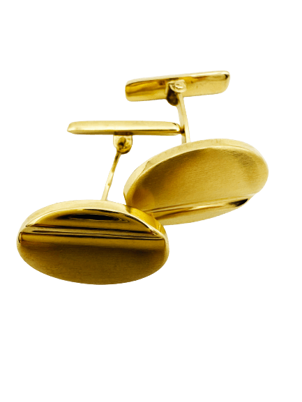 Boutons de manchette "Prestance" gravables en or jaune 18 carats poli brillant - Maison Gabriel