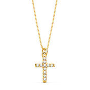Collier chaîne fine et croix "Gloria" en or jaune 18 carats avec pavage de diamants - Maison Gabriel