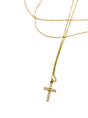 Collier chaîne fine et croix "Gloria" en or jaune 18 carats avec pavage de diamants - Maison Gabriel