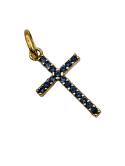 Croix "Alléluia" en or jaune 18 carats et pierres fines de synthèse - Maison Gabriel