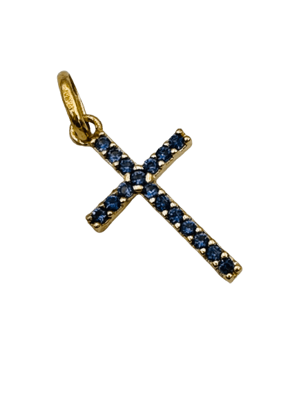 Croix "Alléluia" en or jaune 18 carats et pierres fines de synthèse - Maison Gabriel