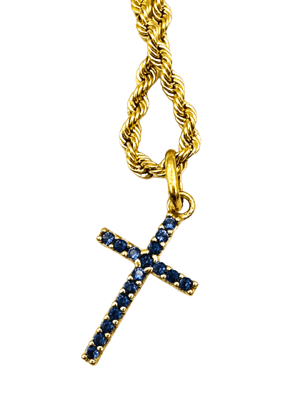 Croix "Alléluia" en or jaune 18 carats et pierres fines de synthèse - Maison Gabriel
