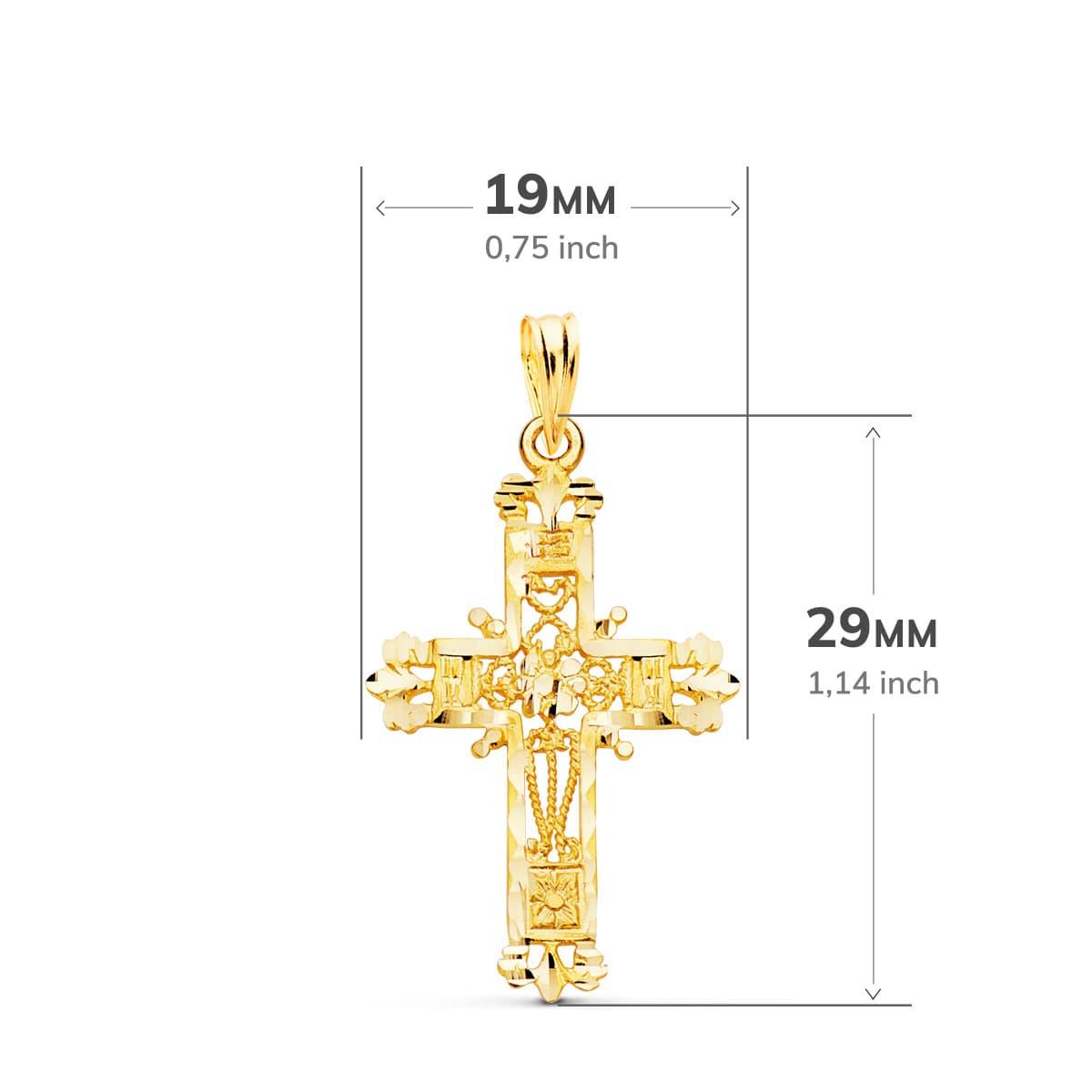 Croix "Etincelle" en or jaune 18 carats, finition ajourée - Maison Gabriel