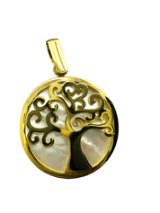 Pendentif Arbre de vie en nacre et or 18 carats finition brillante - Maison Gabriel