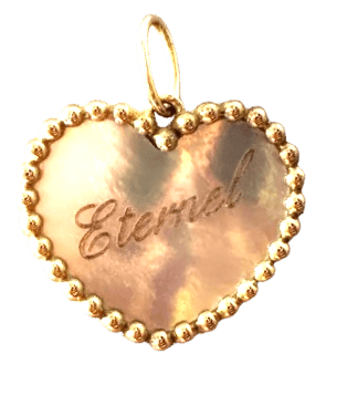 Pendentif ou jeton "Diane" gravable, cœur perlé en or 18 carats et nacre - Maison Gabriel
