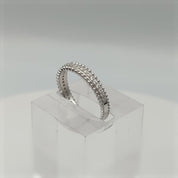 Bague "Diadème" sculptée perlée, finition brillante, en argent 925 rhodié