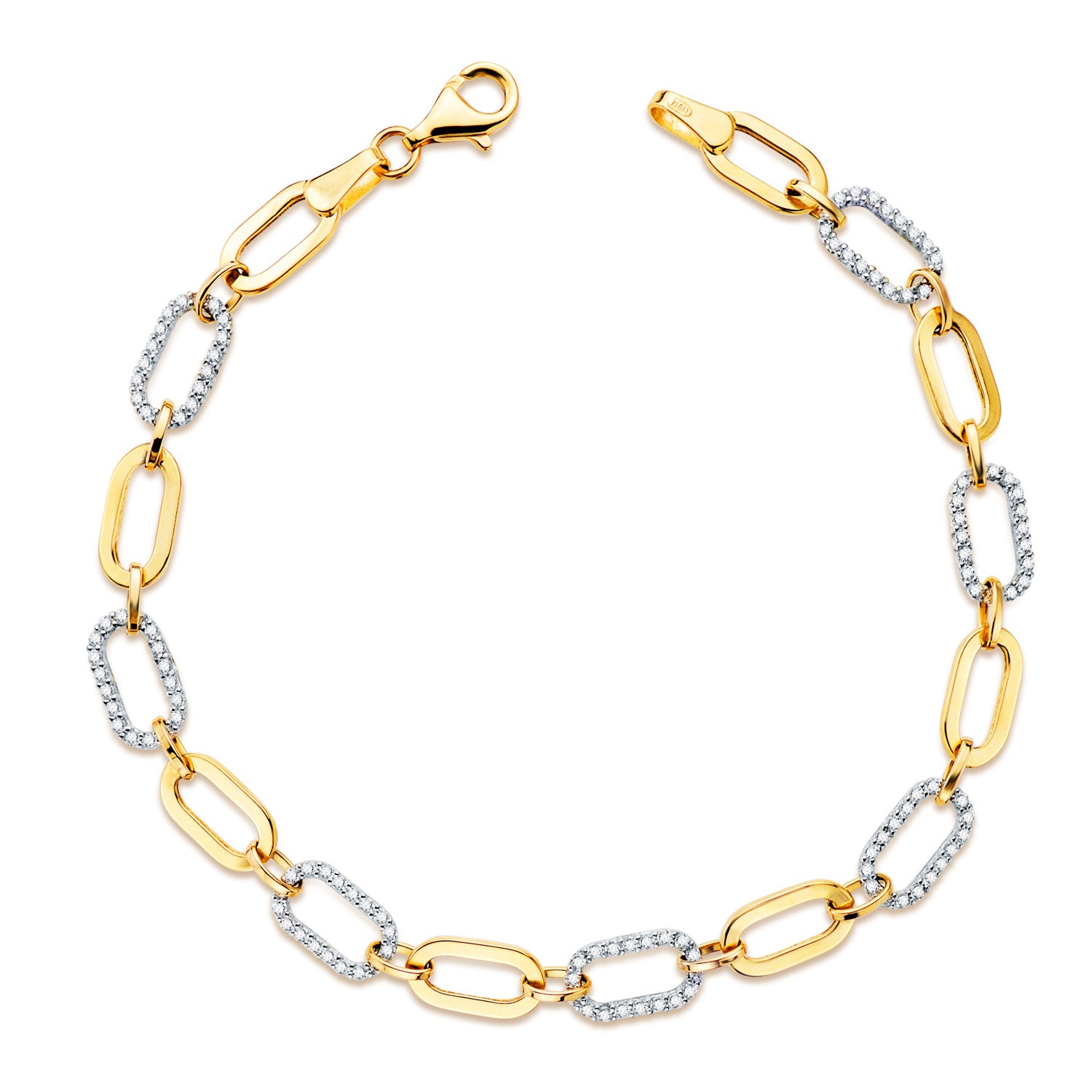 Bracelet " Duo Libre " à large maillons pierres bicolores en or 18 carats