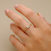 Bague "Quadria Nacréa" en or 18 carats pierre aigue-marine cubique et diamants