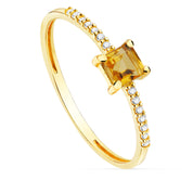Bague "Quadria Solaria" en or 18 carats pierre citrine cubique et diamants