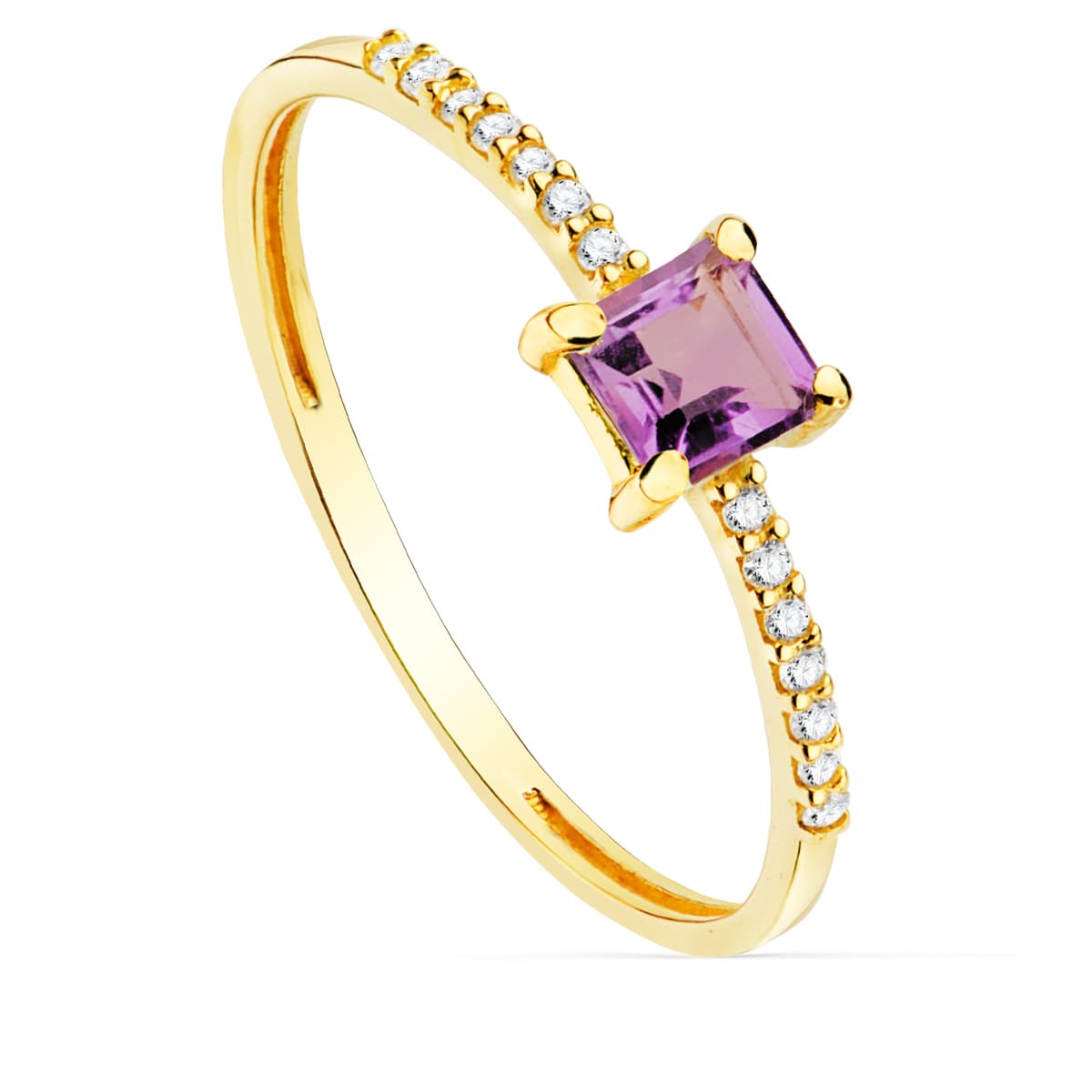 Bague "Quadria Pourpre" en or 18 carats pierre améthyste cubique et diamants