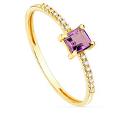 Bague "Quadria Pourpre" en or 18 carats pierre améthyste cubique et diamants