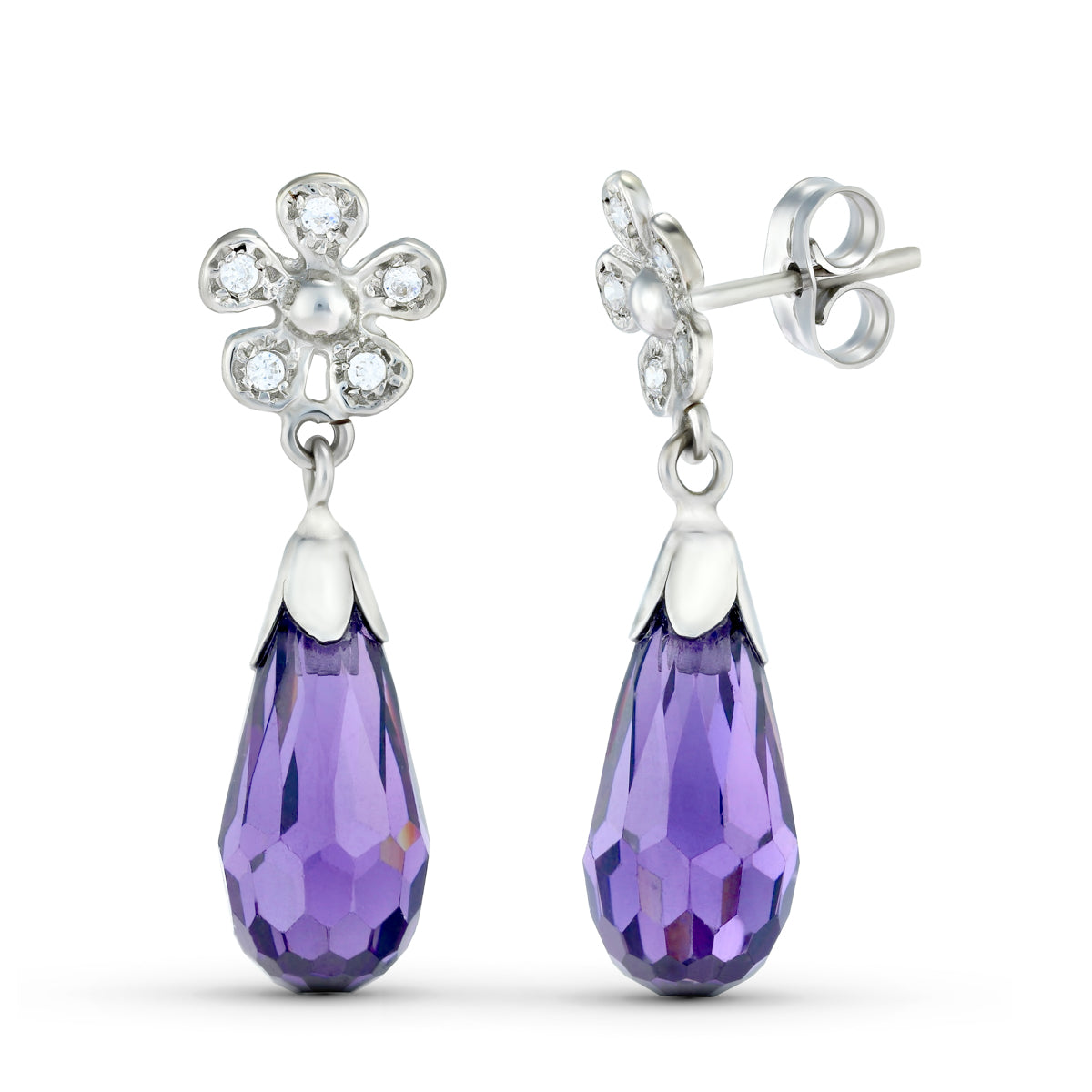 Boucles d'oreilles "Eclat" en or blanc 18 carats et pierre fine