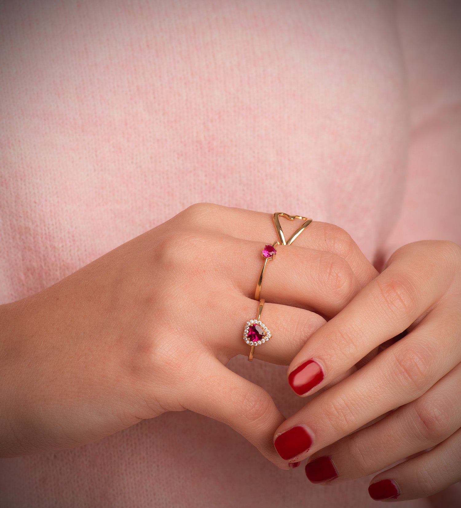 Bague Cœur Amore en or 18 carats et rubis corindon