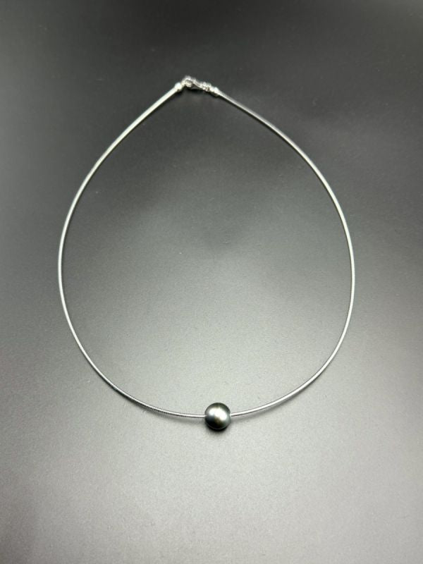 Collier "Moaña" en argent 925 et perle de Tahiti  ronde