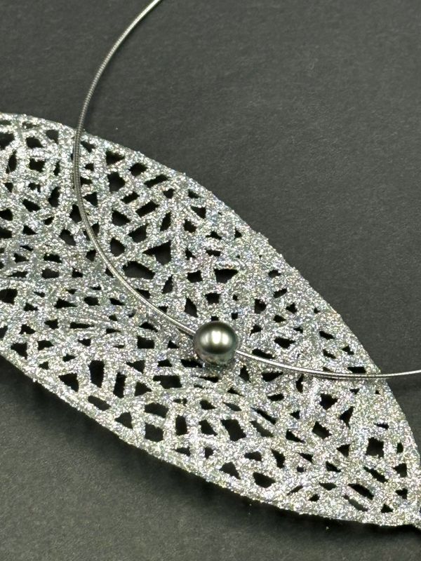 Collier "Moaña" en argent 925 et perle de Tahiti  ronde