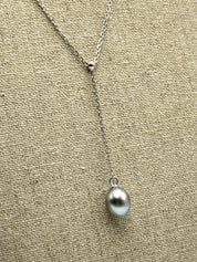 Collier "Tiare" chaine Y en argent 925 et perle de Tahiti poire