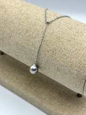 Collier "Tiare" chaine Y en argent 925 et perle de Tahiti poire