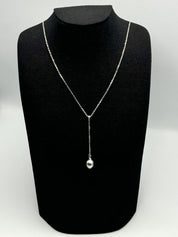 Collier "Tiare" chaine Y en argent 925 et perle de Tahiti poire