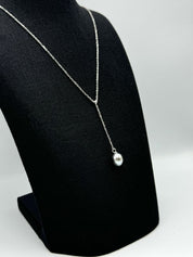 Collier "Tiare" chaine Y en argent 925 et perle de Tahiti poire