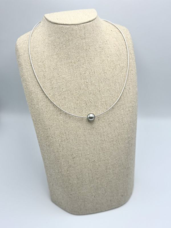 Collier "Moaña" en argent 925 et perle de Tahiti  ronde