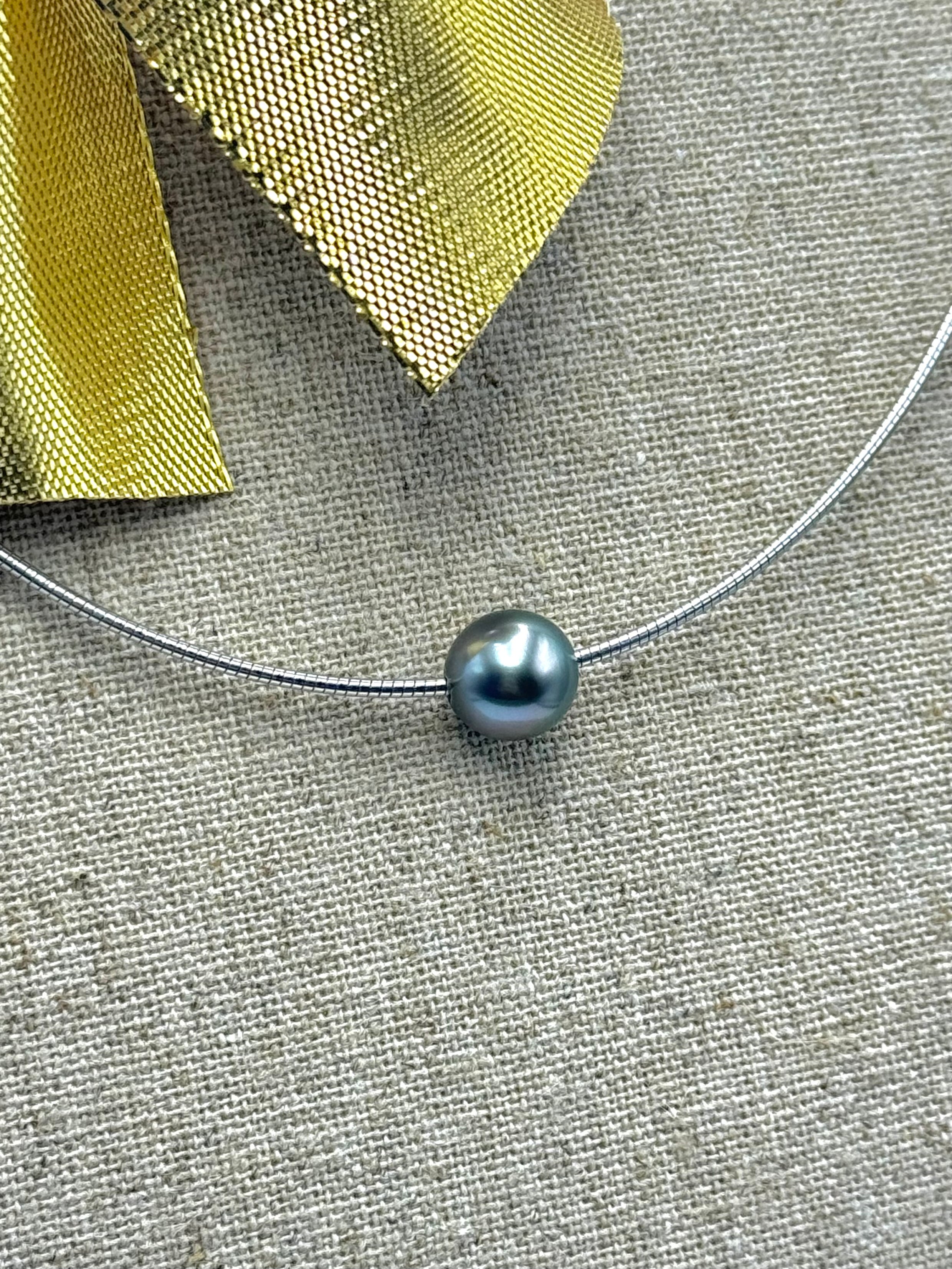 Collier "Moaña" en argent 925 et perle de Tahiti  ronde