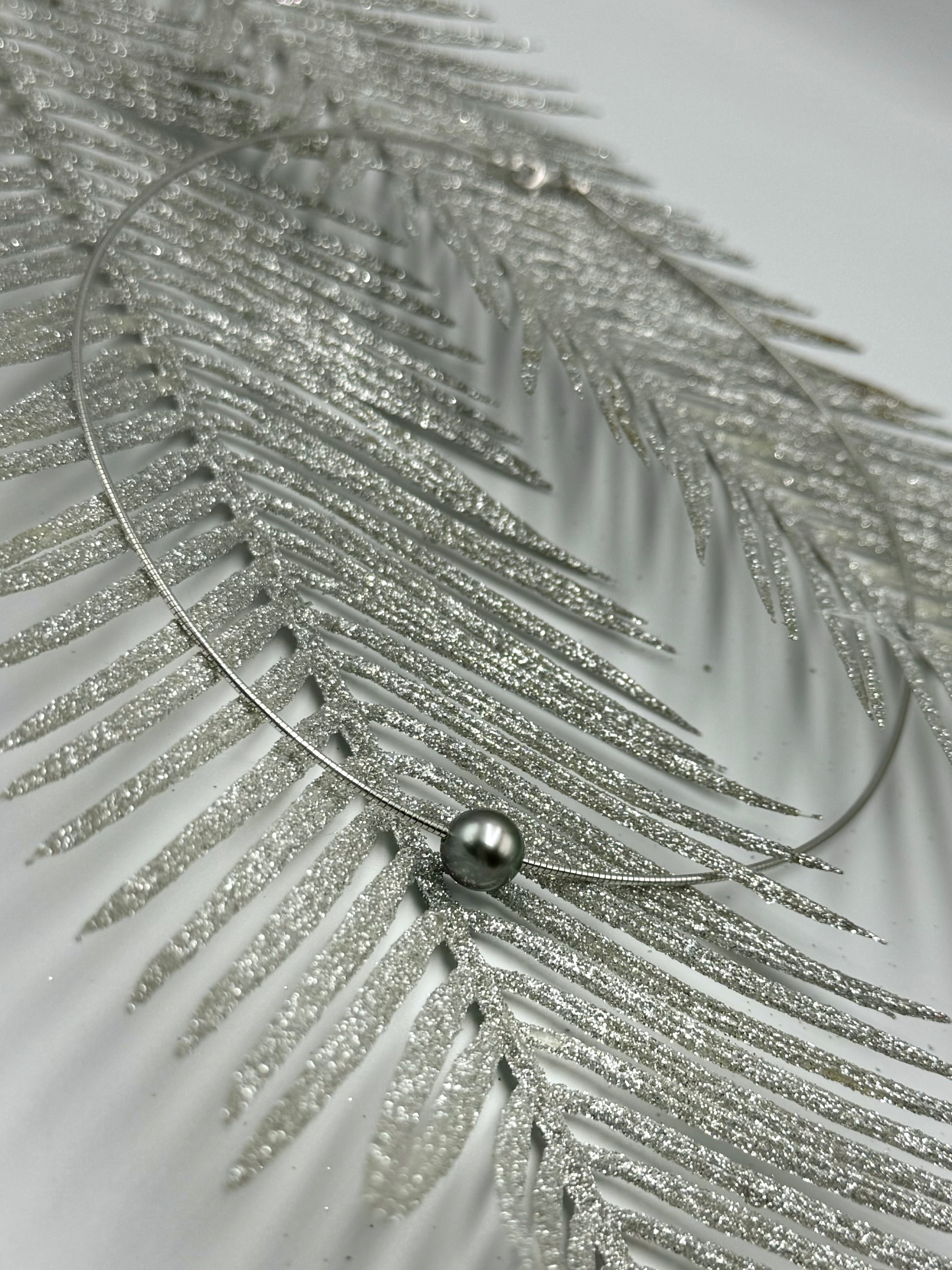 Collier "Moaña" en argent 925 et perle de Tahiti  ronde