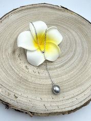 Collier "Tiare" chaine Y en argent 925 et perle de Tahiti poire