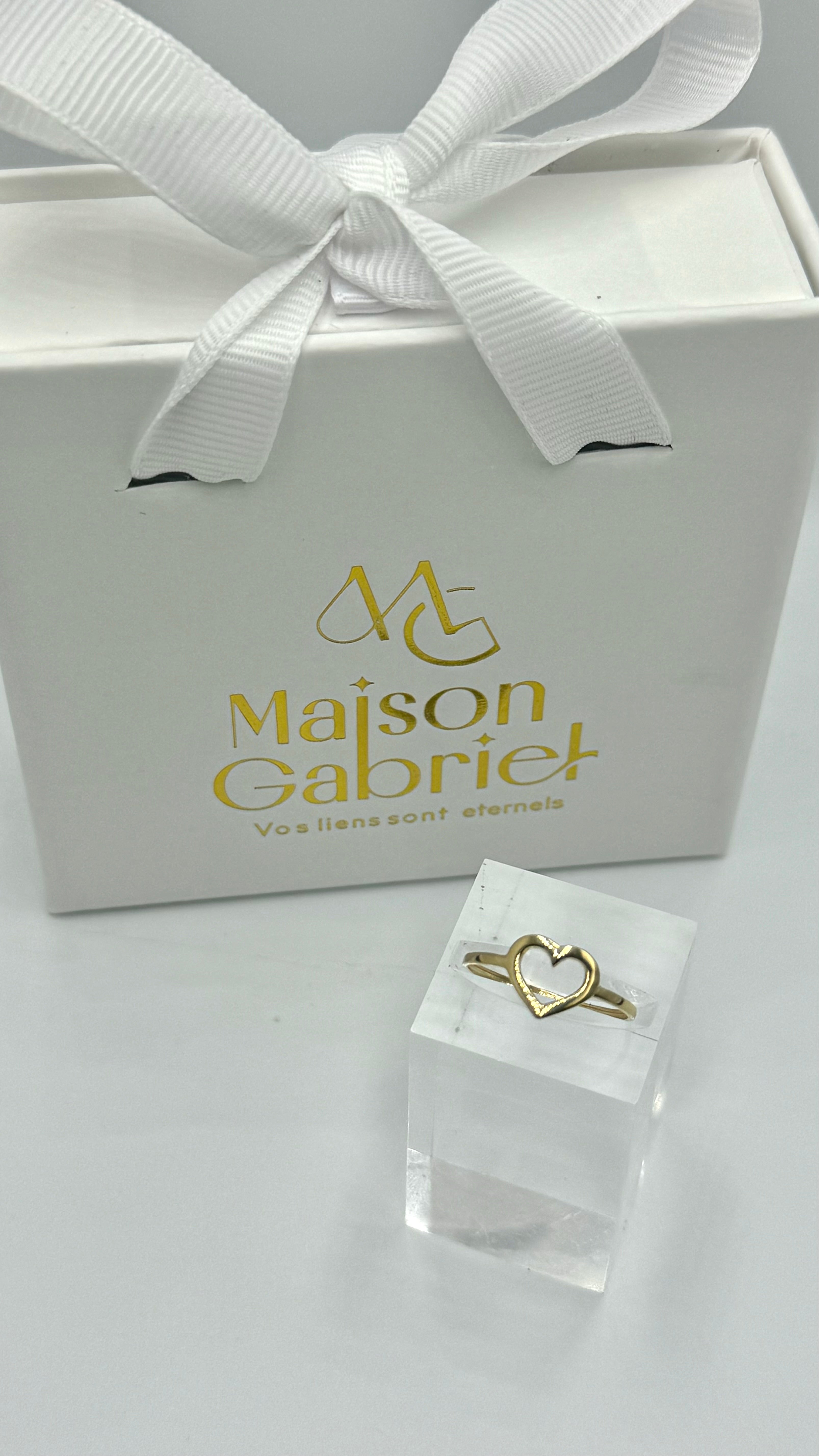 Bague "Paradise", cœur ajouré en or 18 carats