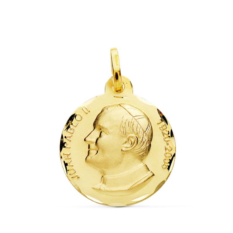 Médaille Jean Paul II en or 18 carats facettée