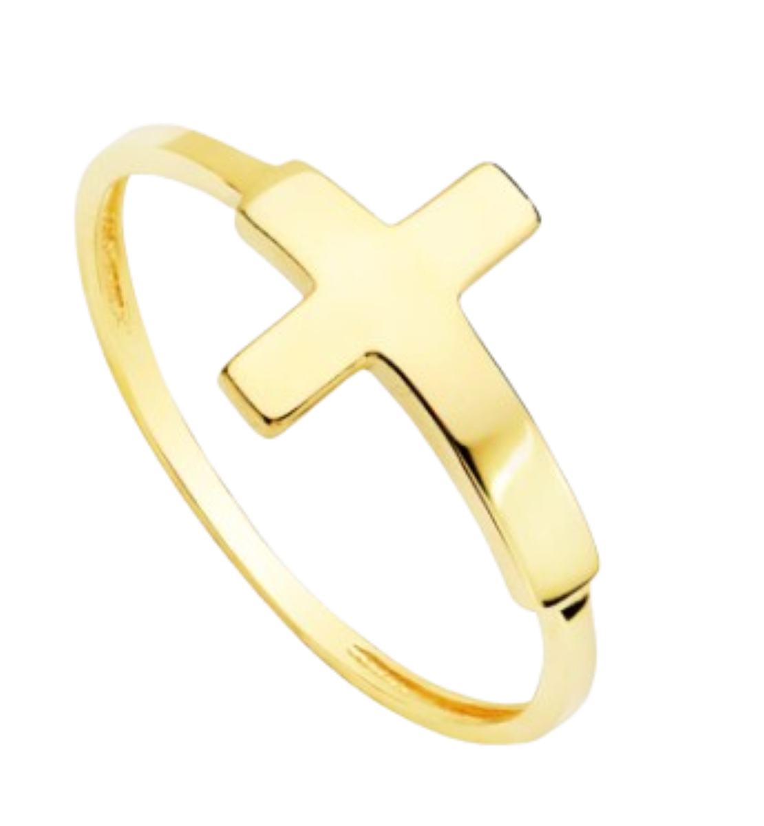 Bague "Splendor", croix lisse, en or jaune 18 carats