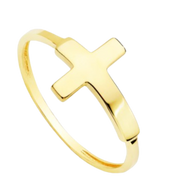 Bague "Splendor", croix lisse, en or jaune 18 carats