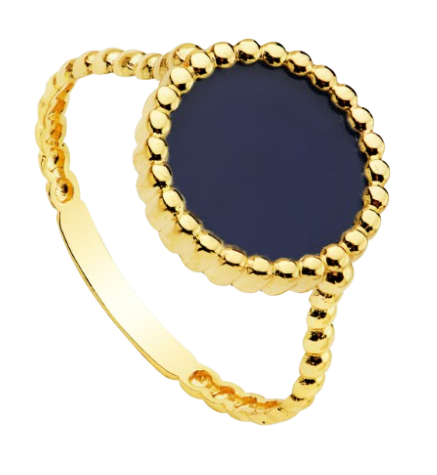 Bague "Ysalée", pierre fine  ronde perlée en or 18 carats