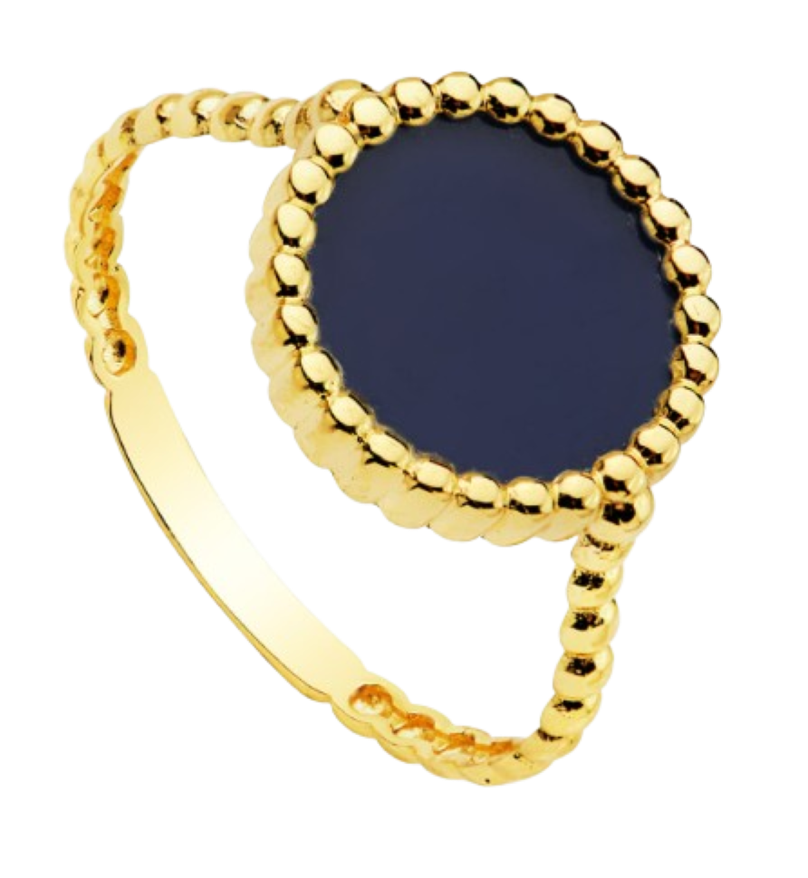 Bague "Ysalée", pierre fine ronde perlée en or 18 carats – Maison Gabriel
