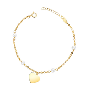 Bracelet "Alexandrine", perles de culture, maille Forçat fine et jeton en or 18 carats