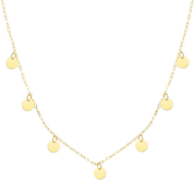 Collier "Fabiola", fine chaîne Forçat limée ajustable et disques lisses, en or jaune 18 carats