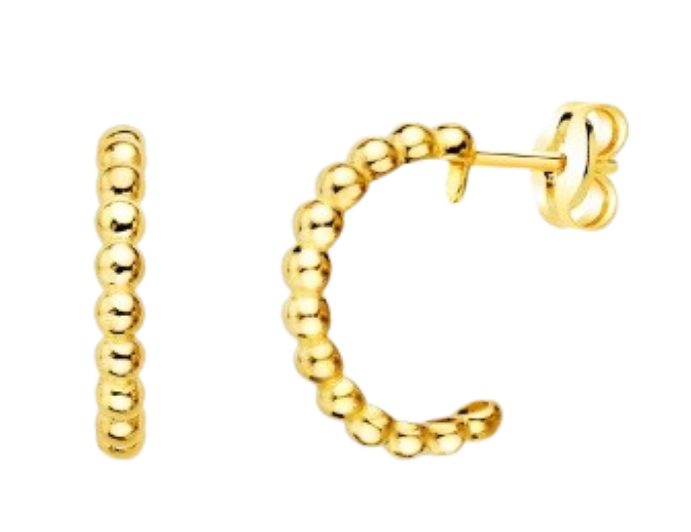 Créoles perlées "Bianca", en or 18 carats, semi-ouvertes, fermoir poussette