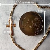 Bracelet "Croix de Vie", maille Figaro marine et croix d'Egypte, en or 18 carats