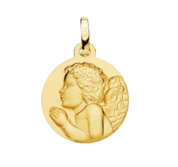 Médaille "Angelo", petit Ange, gravable, en or 18 carats