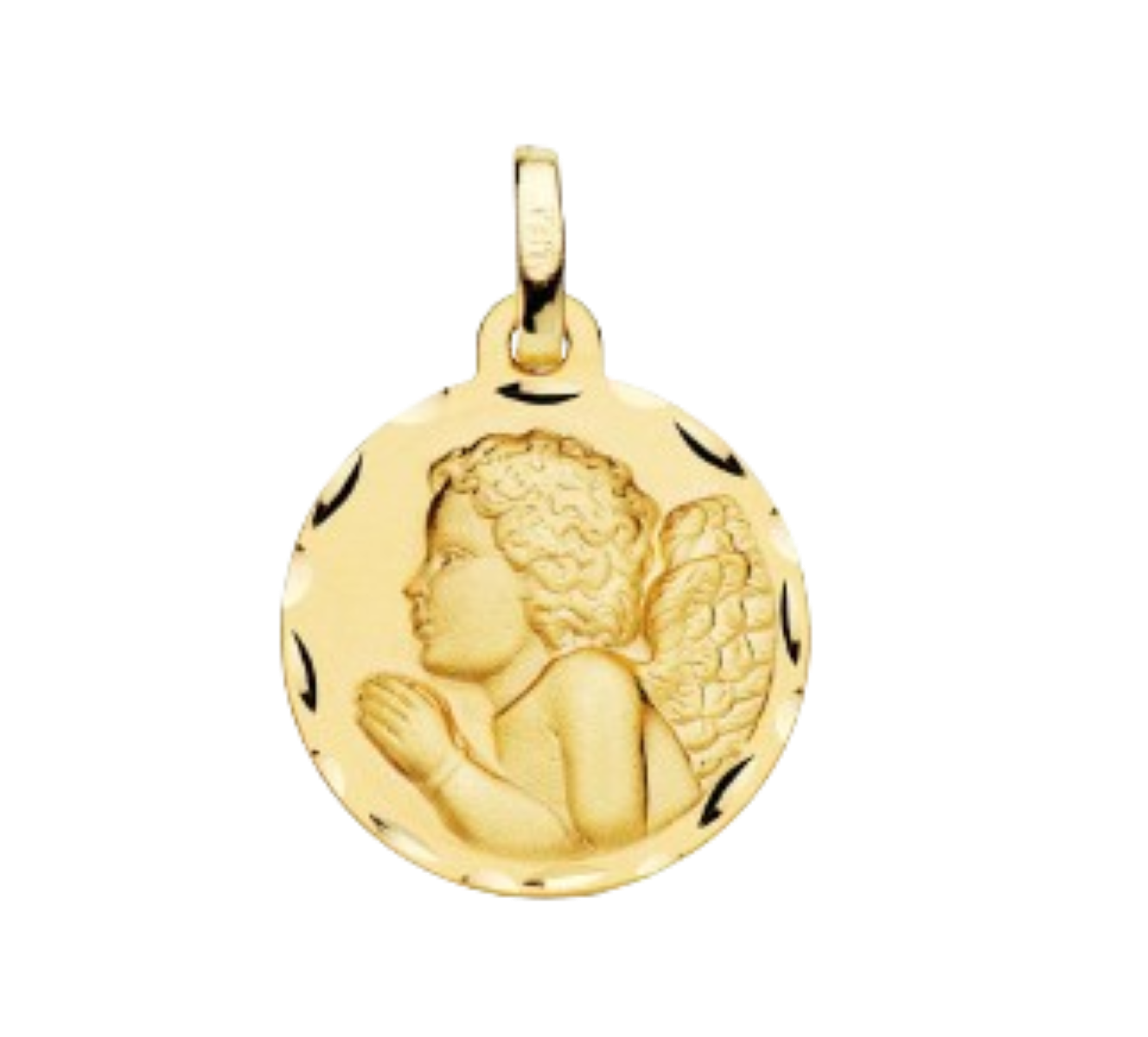 Médaille "Angelo", petit Ange, gravable, en or 18 carats