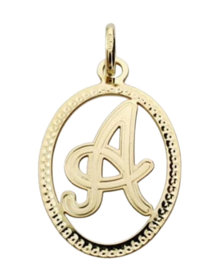 Pendentif ou jeton "Oméga", lettre stylisée ajourée en or jaune 18 carats