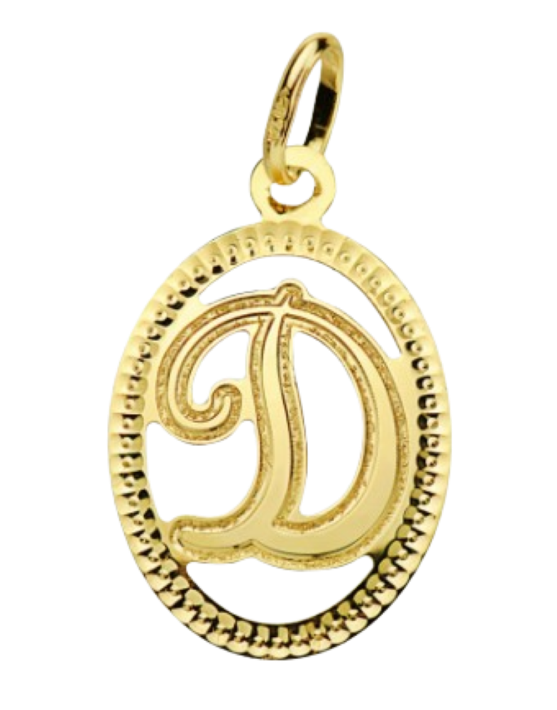Pendentif ou jeton "Oméga", lettre stylisée ajourée en or jaune 18 carats