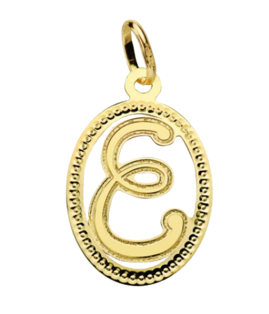 Pendentif ou jeton "Oméga", lettre stylisée ajourée en or jaune 18 carats