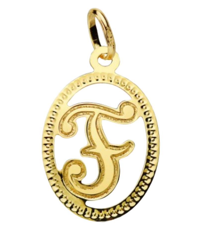 Pendentif ou jeton "Oméga", lettre stylisée ajourée en or jaune 18 carats