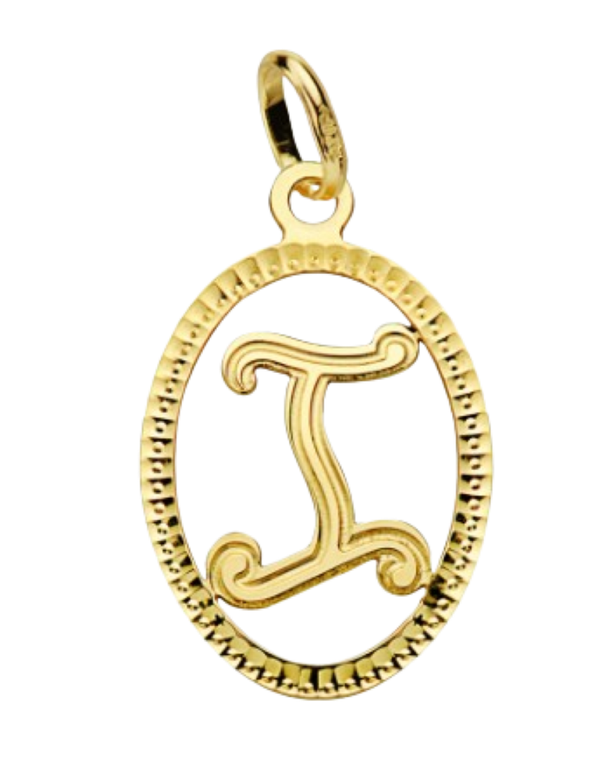 Pendentif ou jeton "Oméga", lettre stylisée ajourée en or jaune 18 carats