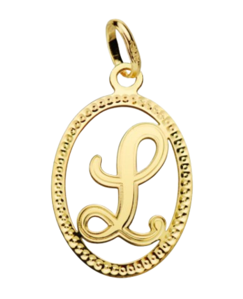 Pendentif ou jeton "Oméga", lettre stylisée ajourée en or jaune 18 carats