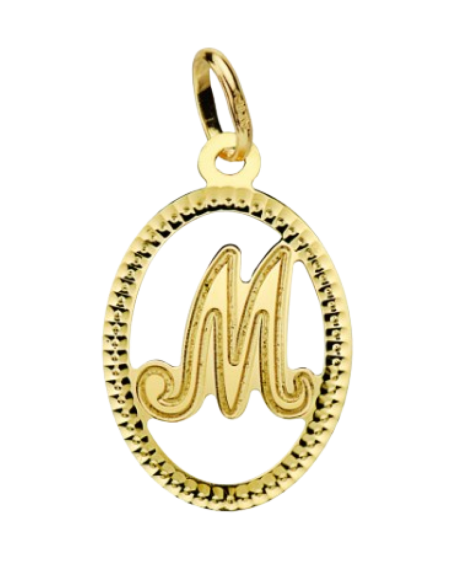 Pendentif ou jeton "Oméga", lettre stylisée ajourée en or jaune 18 carats